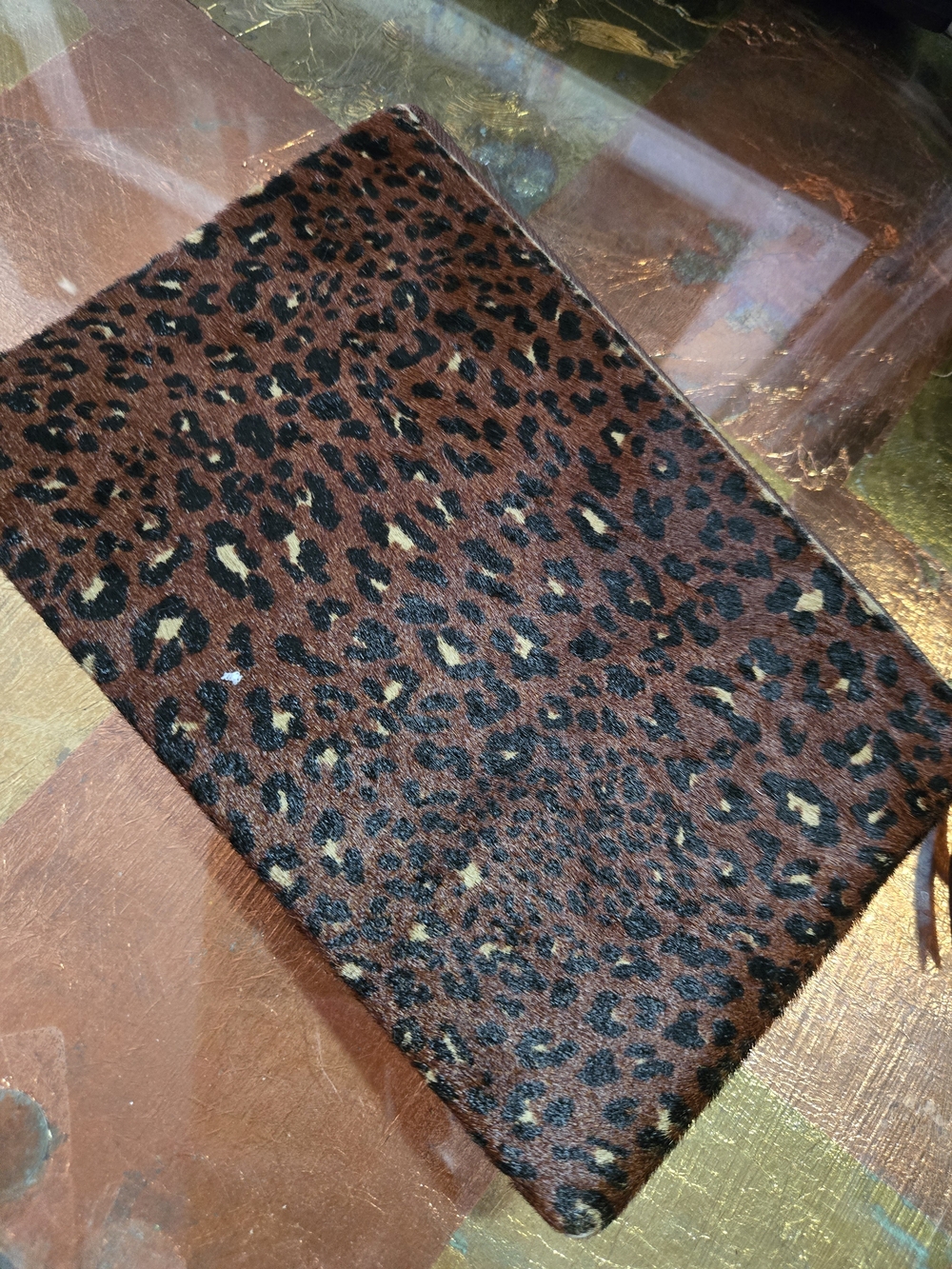 Madewell Leopard Print Zip Pouch in Brown and Black